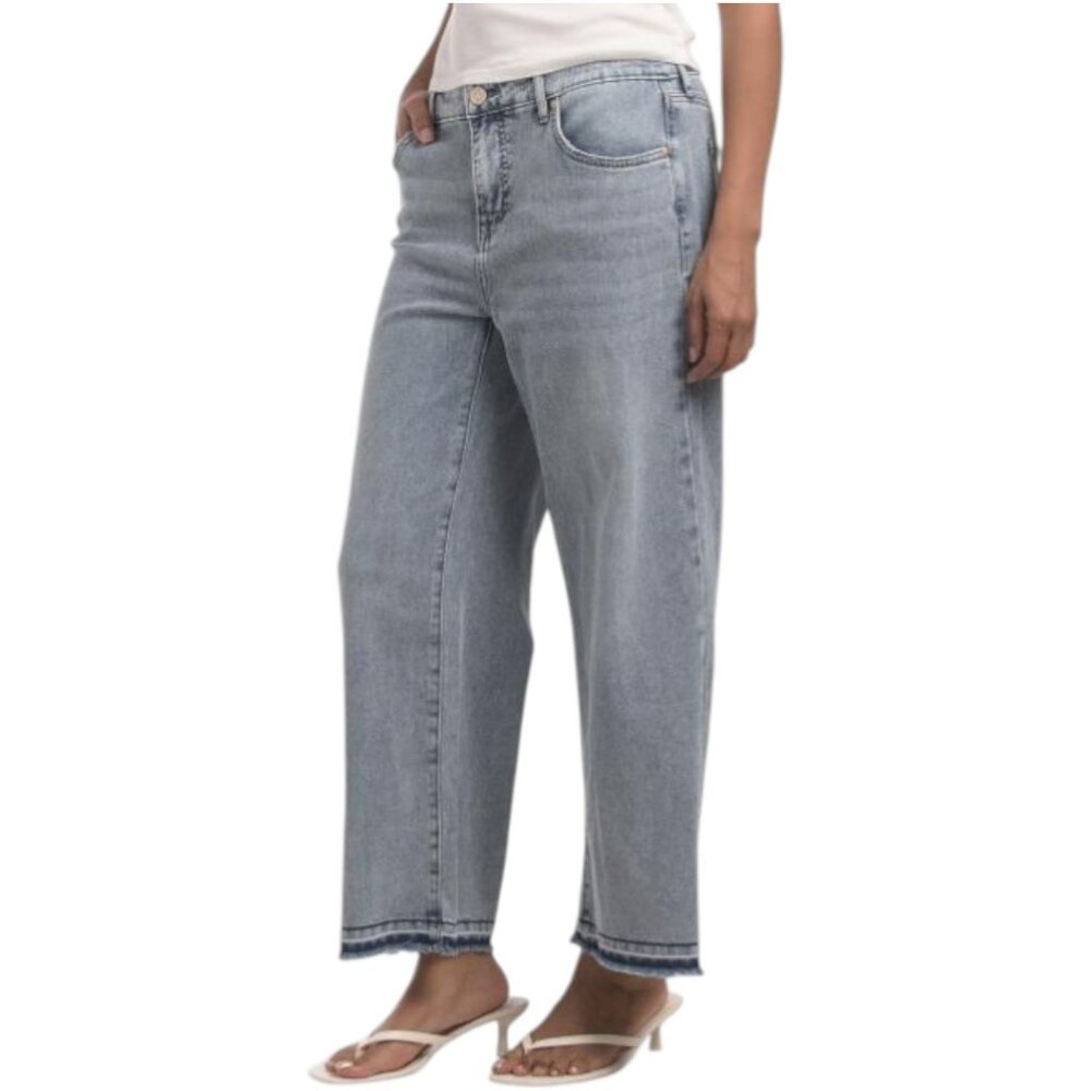 SEVEN7 Wide Leg Release Hem Featherweight Fabric Jeans